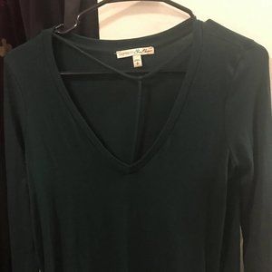 Express sweater, dark forest green, strappy detail